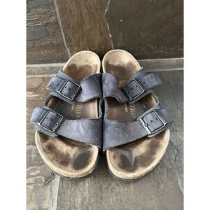 Birkenstock Arizona Women's Leather Sandal -36 Navy Blue